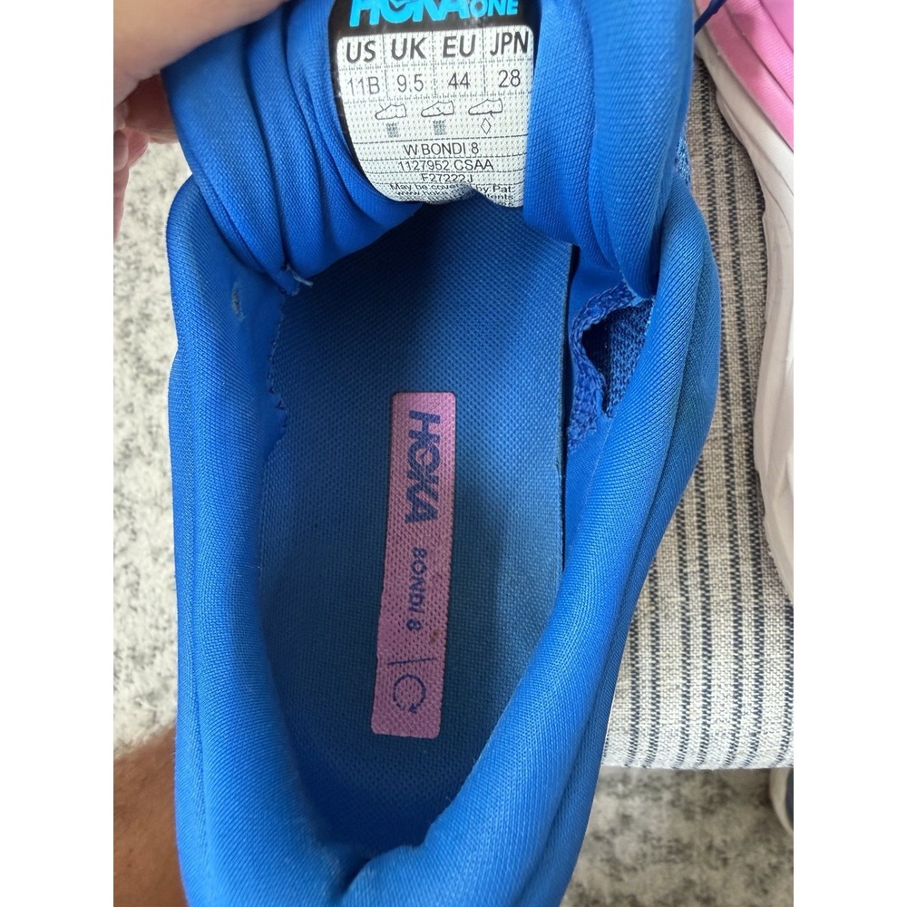 HOKA Bondi 8 Womens 11B Coastal Sky Blue Pink Running Shoes 1127952-CSAA - Picture 12 of 12